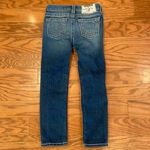 True Religion Skinny Girls Jeans w/ Pink Stitching Sz 6